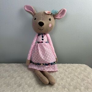The Peanutshell Mouse Plush Stuffed Animal Pink Dress Polka Dots Sweater Knit